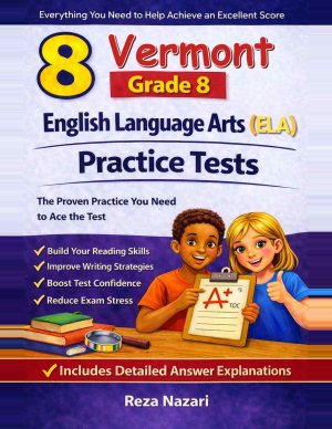 8 Vermont VTCAP Grade 8 English Language Arts (ELA) Practice Tests cover