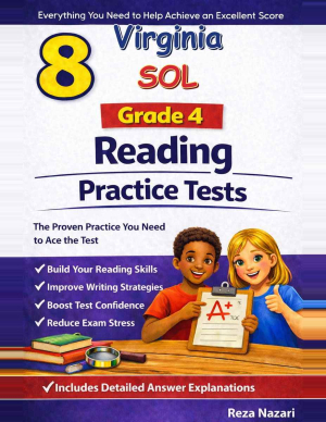 8 Virginia SOL Reading Grade 4: Full Practice Tests cover
