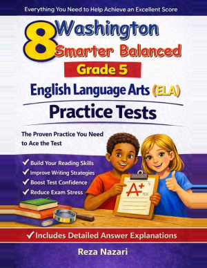 8 Washington Smarter Balanced English Language Arts (ELA) Grade 5: Full Practice Tests cover