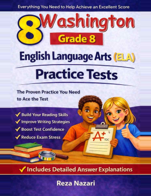 8 Washington Smarter Balanced Grade 8 English Language Arts (ELA) Practice Tests cover