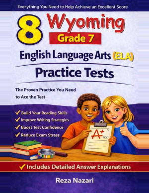 8 Wyoming WY-TOPP Grade 7 English Language Arts (ELA) Practice Tests cover