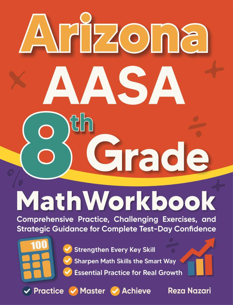 Arizona AASA 8th Grade Math Workbook cover