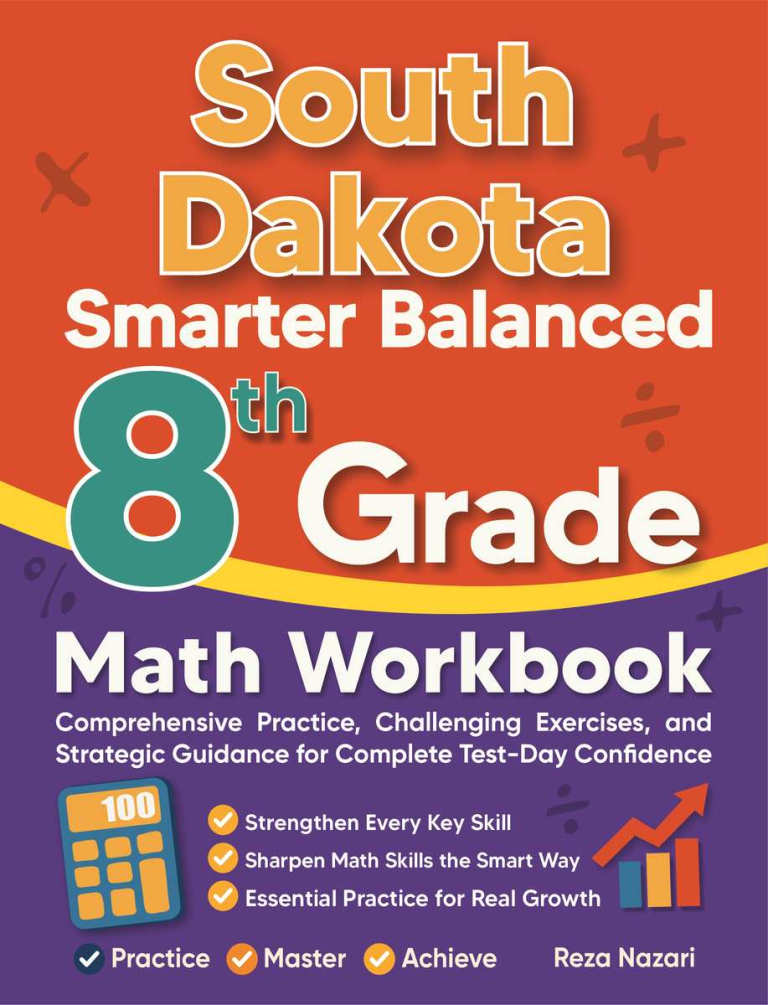 South Dakota Smarter Balanced 8th Grade Math Workbook cover