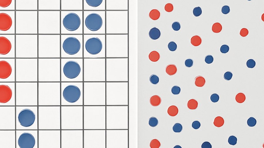 Baccarat scoreboard beads dissolving into random probability dots