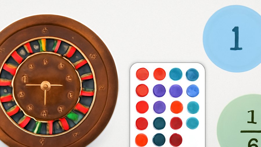 Roulette wheel and baccarat beads shown as separate independent random events