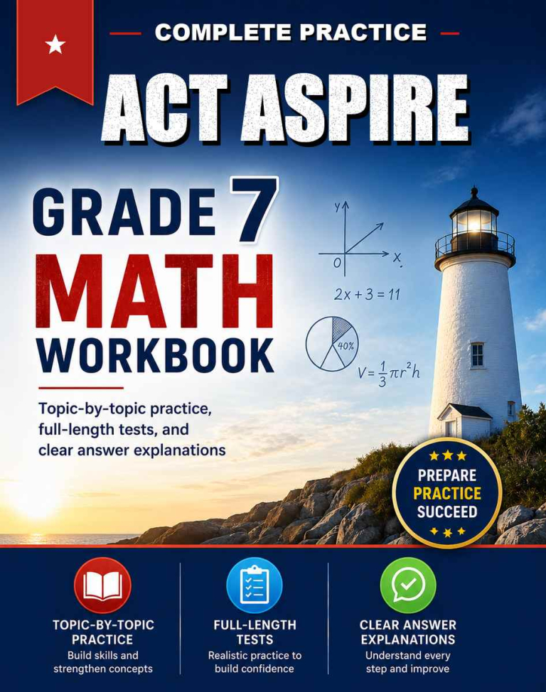 ACT Aspire 7th Grade Math Workbook cover