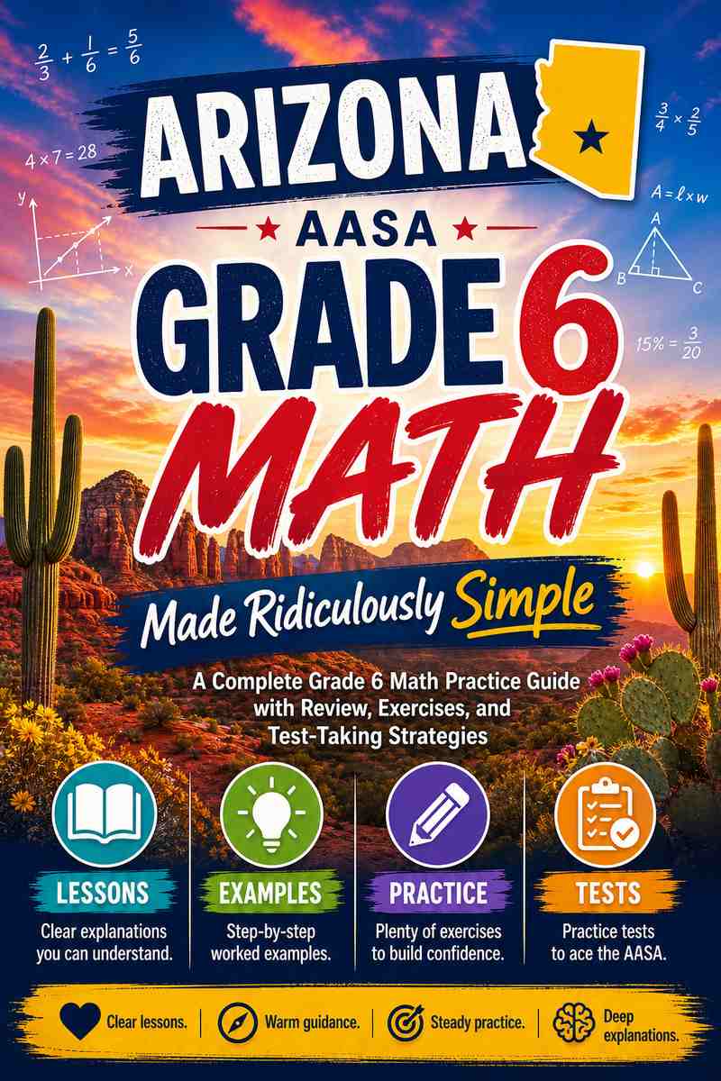 Arizona AASA Grade 6 Math Made Ridiculously Simple cover