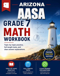 Arizona AASA 7th Grade Math Workbook cover