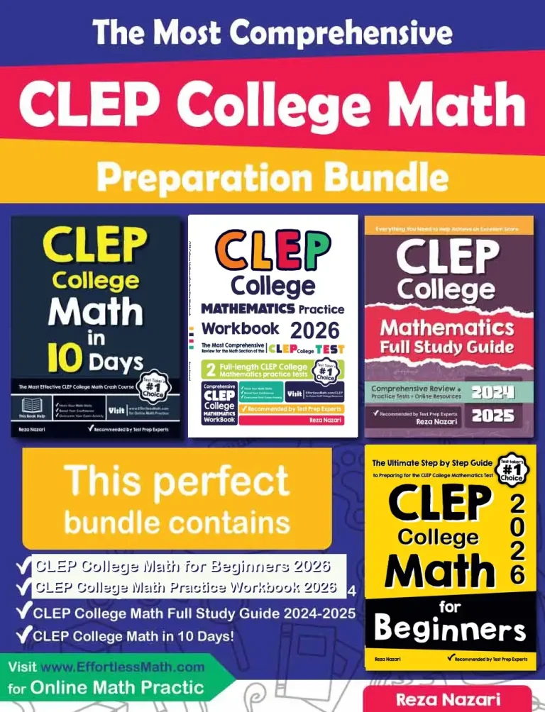 The Most Comprehensive CLEP College Math Preparation Bundle: Includes CLEP College Math Prep Books, Workbooks, and Practice Tests cover
