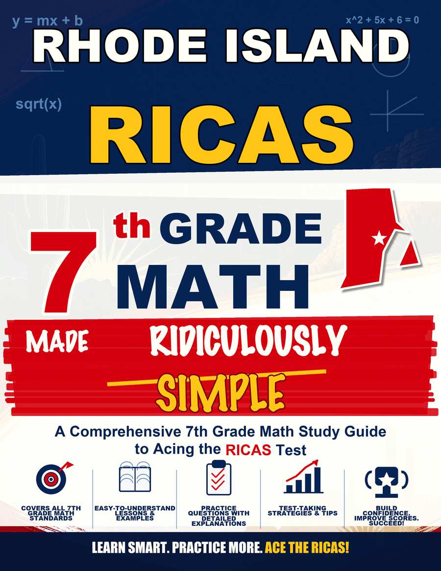 Rhode Island RICAS Grade 7 Math Made Ridiculously Simple cover