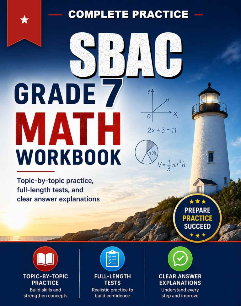 SBAC 7th Grade Math Workbook cover