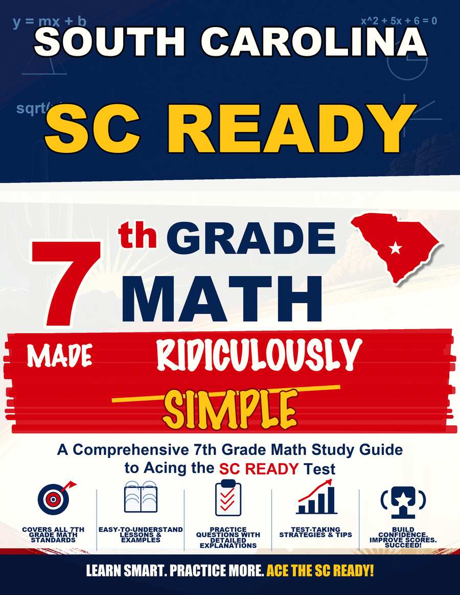 South Carolina SC READY Grade 7 Math Made Ridiculously Simple cover