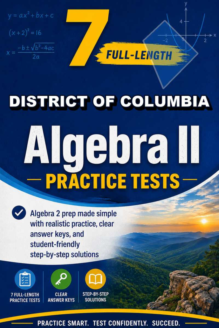 7 Full Length District of Columbia Algebra II Practice Tests cover