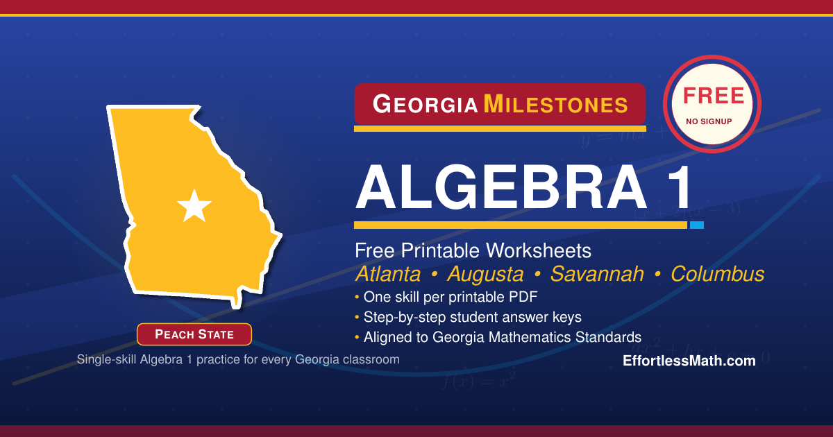 Georgia Georgia Milestones Algebra 1 Free Worksheets: Free Printable ...