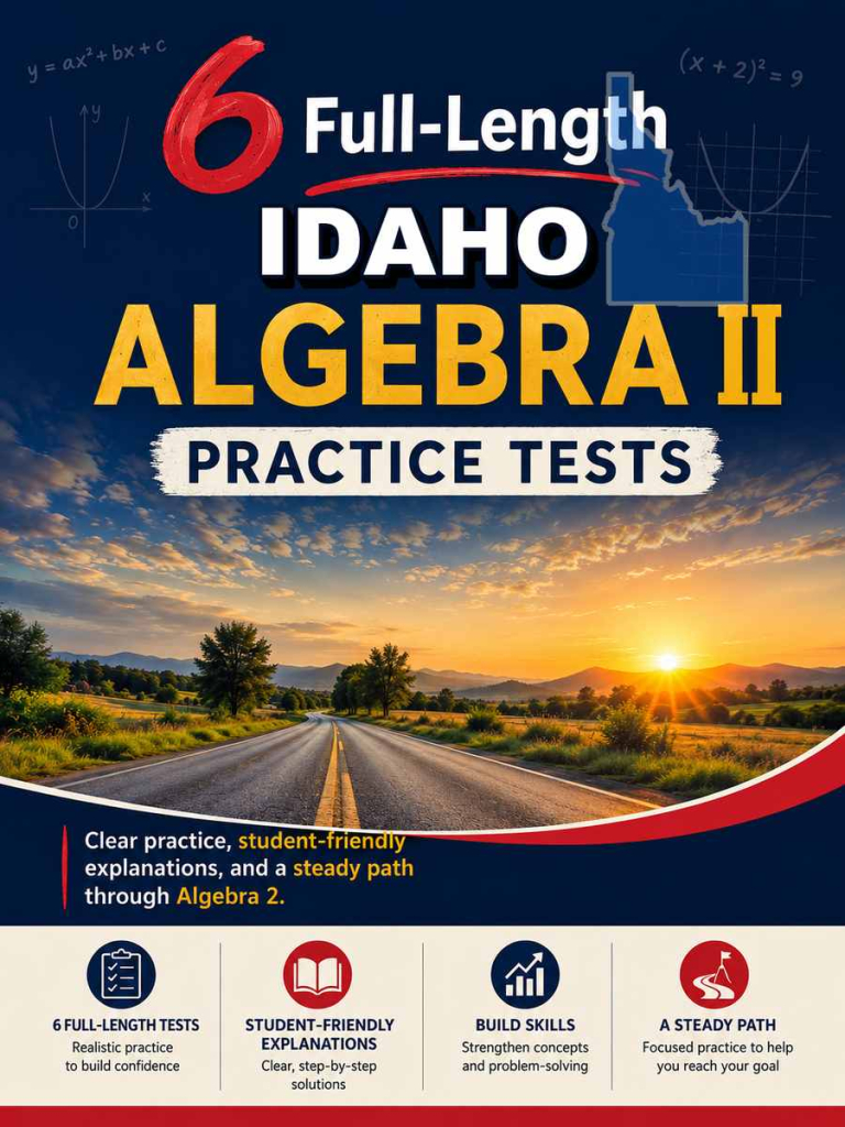 6 Full Length Idaho Algebra II Practice Tests cover