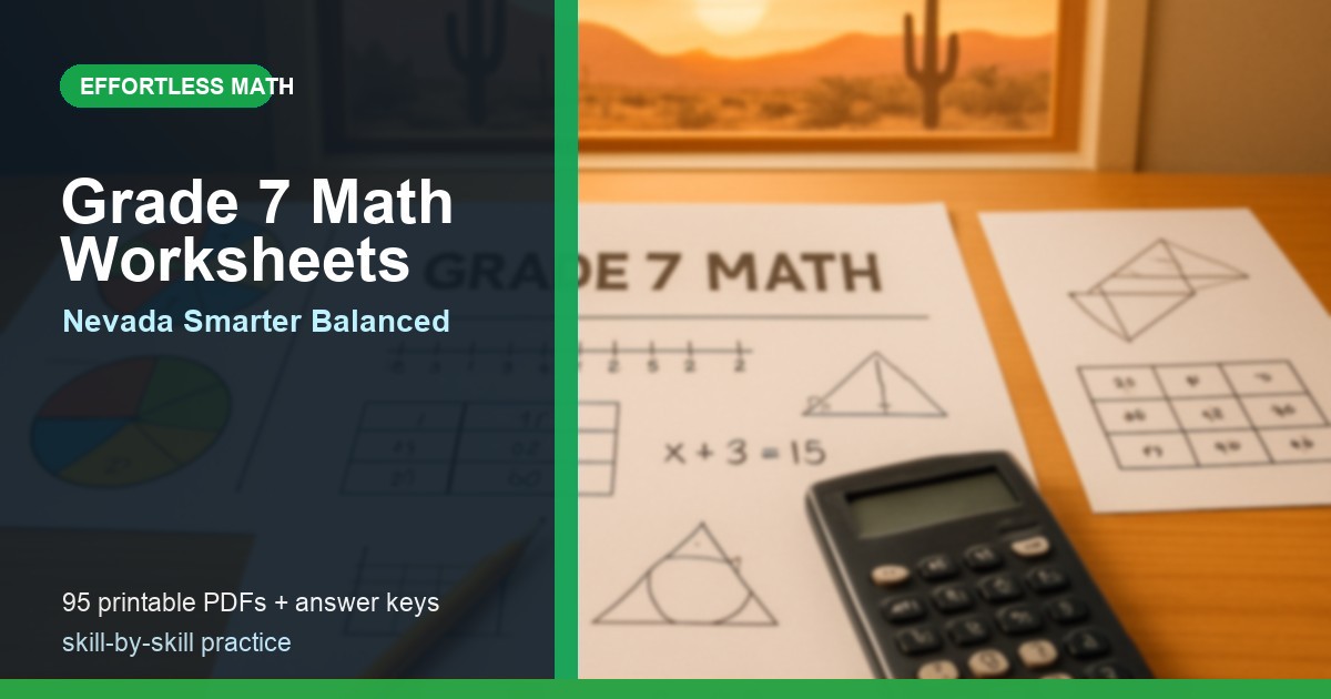 Nevada Smarter Balanced Grade 7 Math Worksheets: 95 Free Printable ...