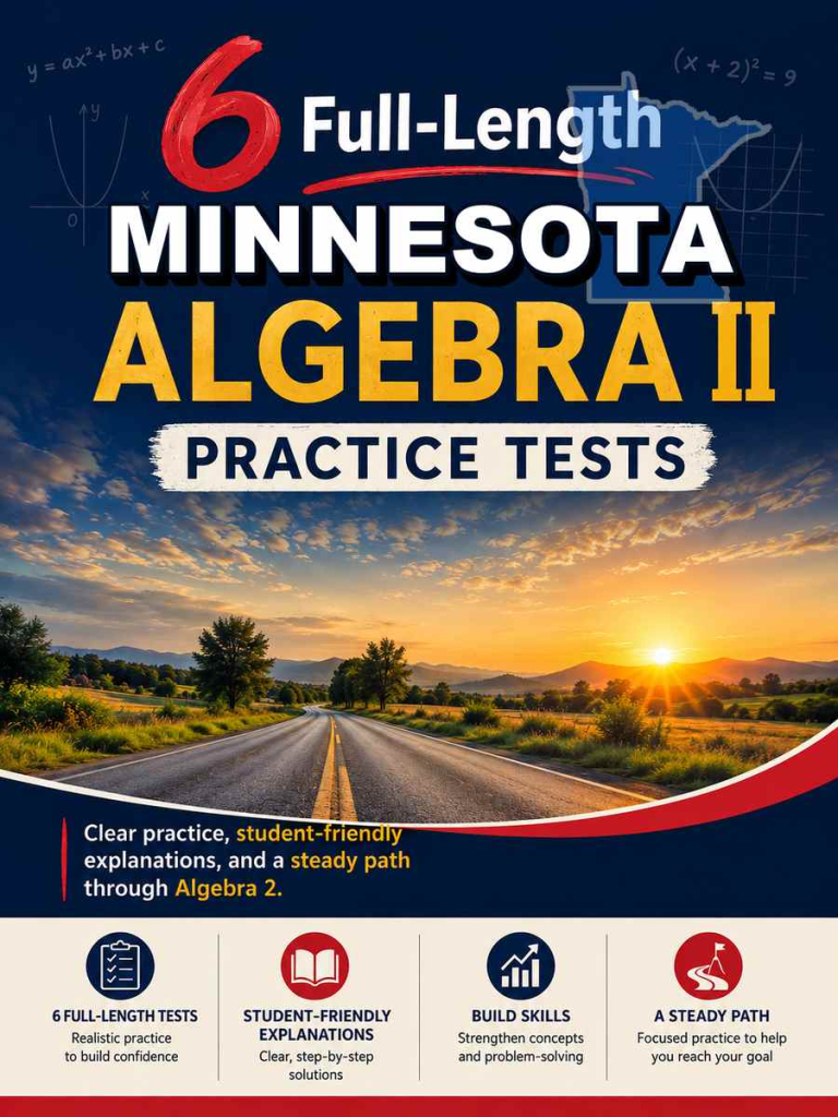 6 Full Length Minnesota Algebra II Practice Tests cover