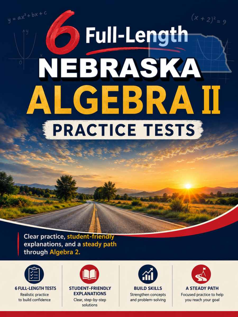 6 Full Length Nebraska Algebra II Practice Tests cover