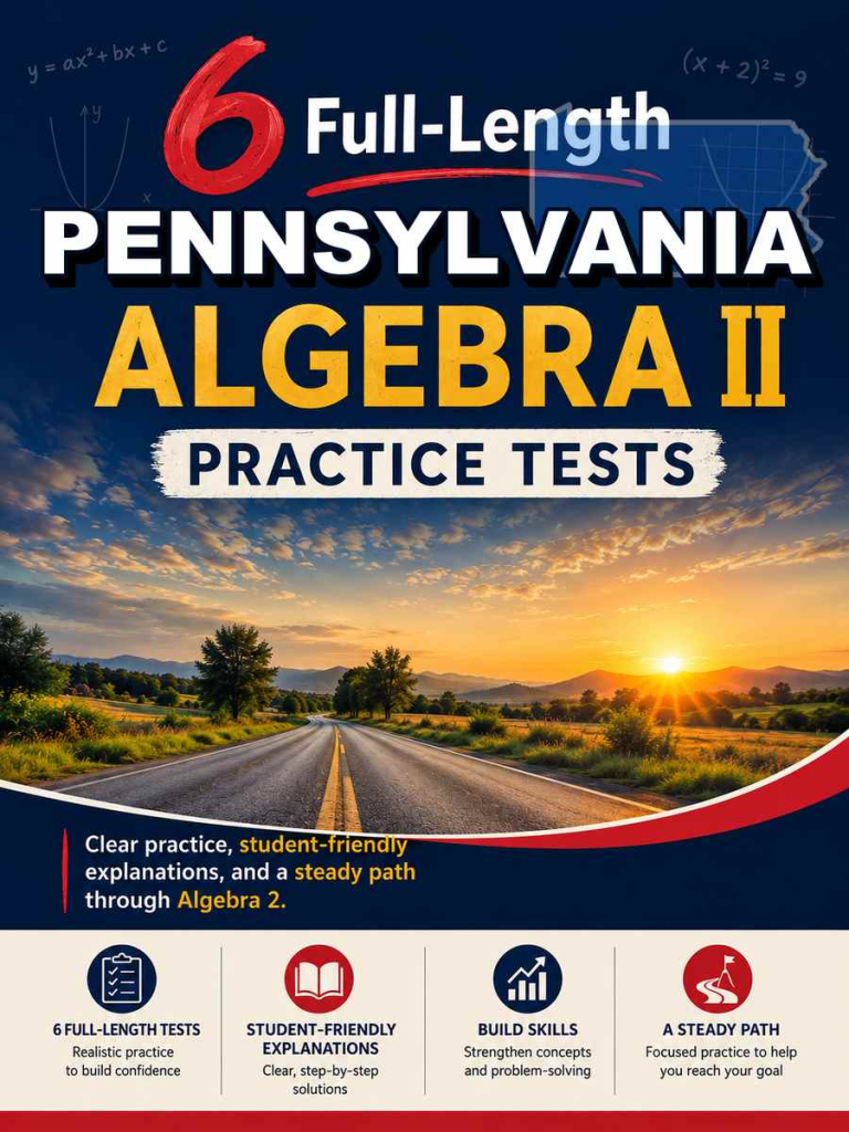 6 Full Length Pennsylvania Algebra II Practice Tests cover