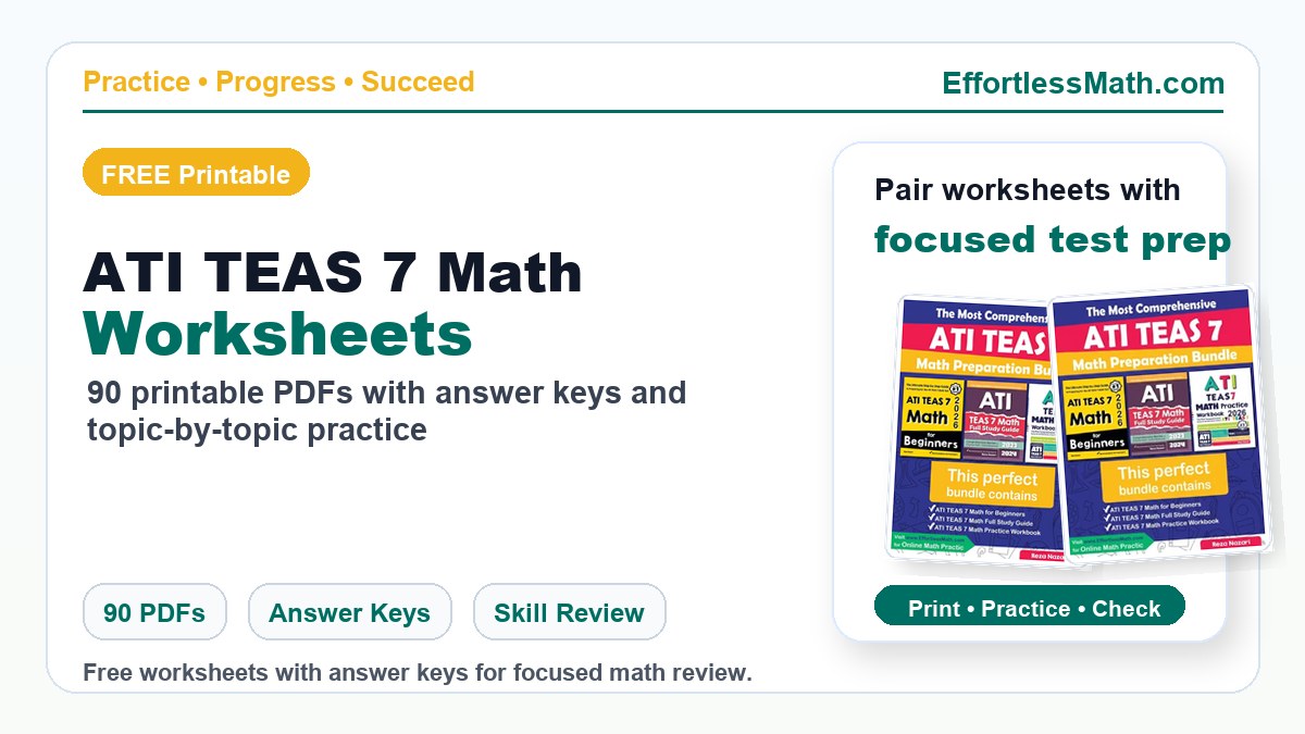 ATI TEAS 7 Math worksheets cover image