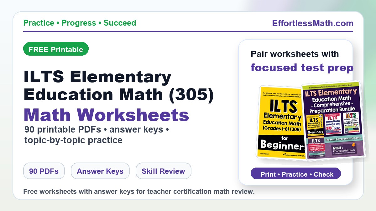 ILTS Elementary Education Math (305) worksheets cover image