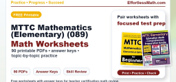 MTTC Mathematics (Elementary) (089) Worksheets: FREE & Printable