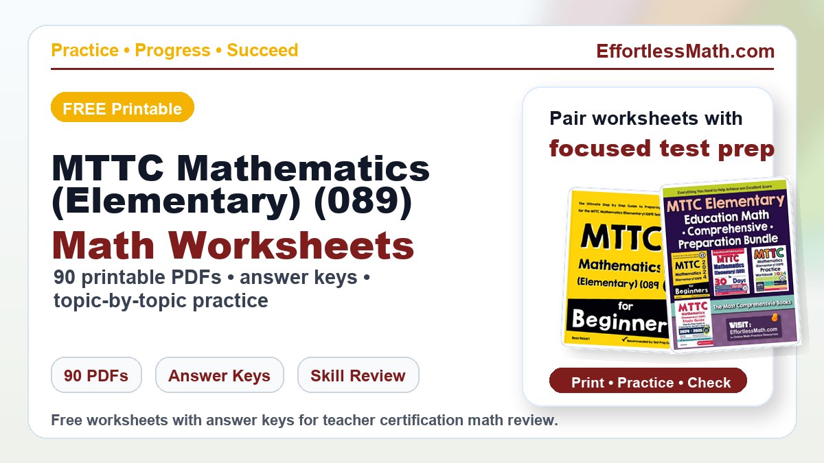 MTTC Mathematics (Elementary) (089) worksheets cover image