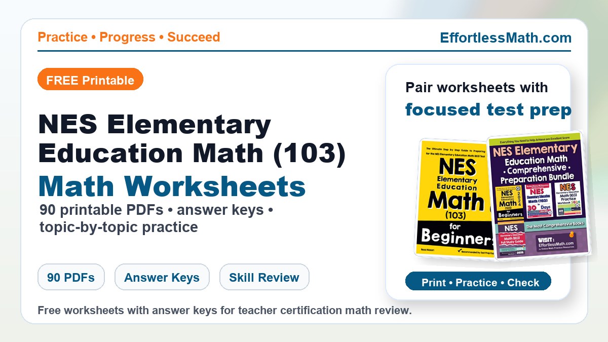 NES Elementary Education Math (103) worksheets cover image
