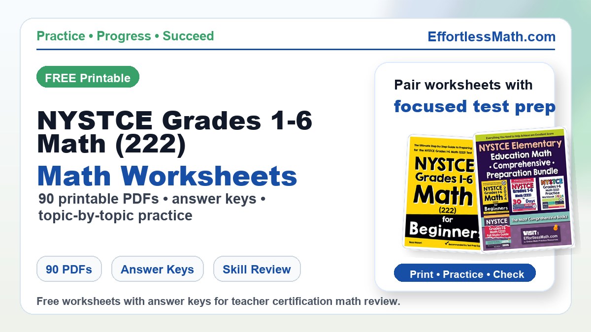 NYSTCE Grades 1-6 Math (222) worksheets cover image