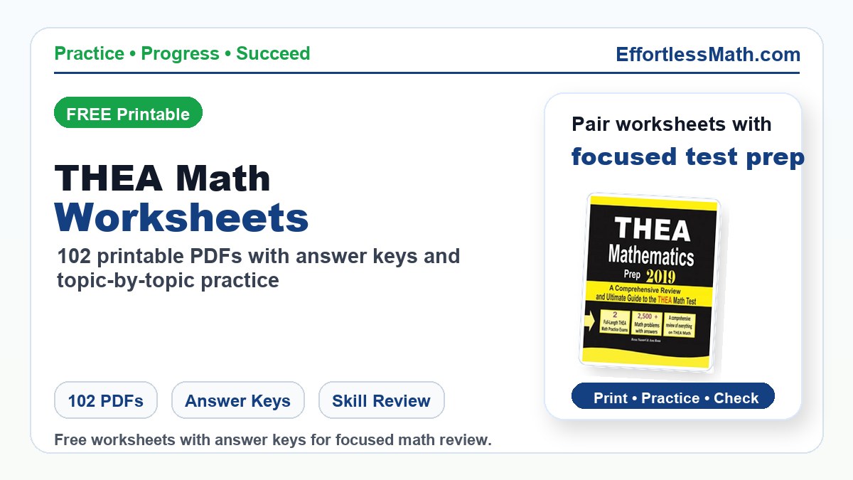 THEA Math worksheets cover image