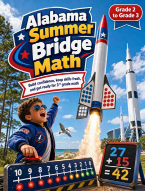 Alabama Summer Bridge Grade 2 to 3 Math: 8 Weeks of Daily Practice Cover