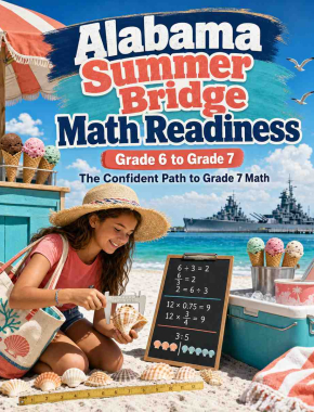 Alabama Summer Bridge Grade 6 to 7 Math: 8 Weeks of Daily Practice Cover