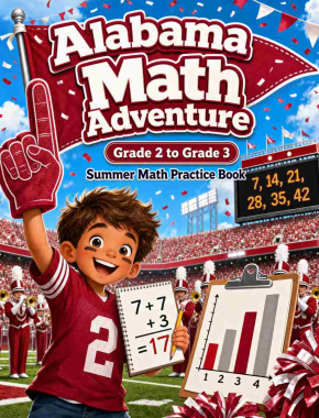 Alabama Grade 2 to 3 Summer Math Practice Book: 8 Weeks of Daily Practice Cover