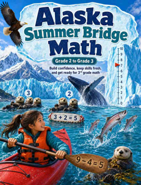 Alaska Summer Bridge Grade 2 to 3 Math: 8 Weeks of Daily Practice Cover