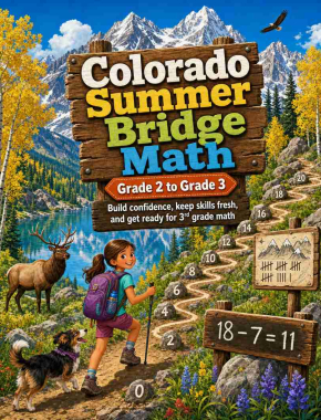 Colorado Summer Bridge Grade 2 to 3 Math: 8 Weeks of Daily Practice Cover