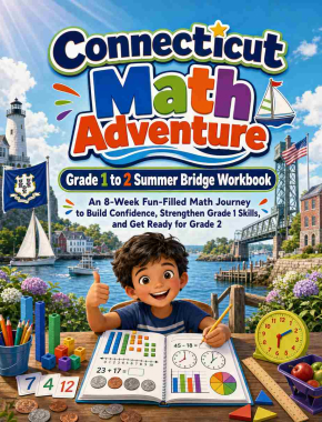 Connecticut Summer Bridge Grade 1 to 2 Math: 8 Weeks of Daily Practice