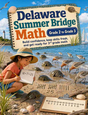 Delaware Summer Bridge Grade 2 to 3 Math: 8 Weeks of Daily Practice Cover