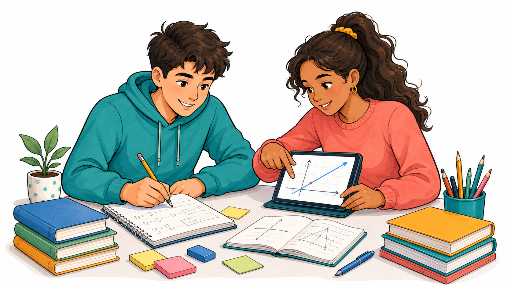 Illustration of students learning Write an Equation from a Graph
