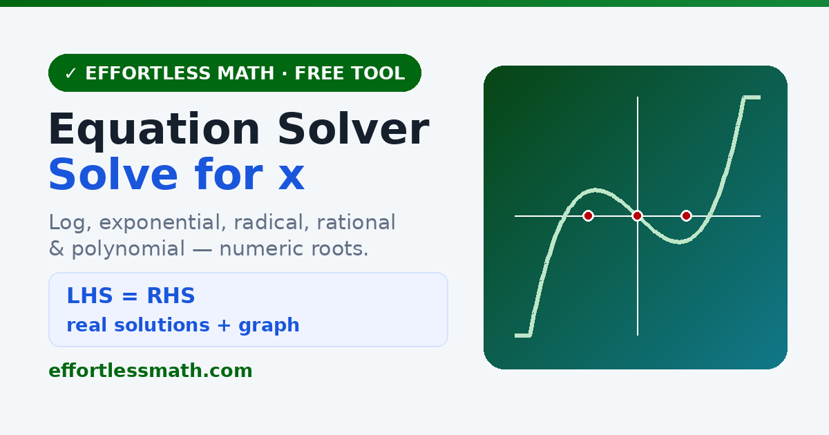 Equation Solver — Solve for x (Nonlinear, Free) | Effortless Math