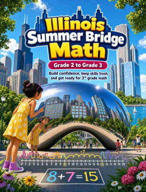 Illinois Summer Bridge Grade 2 to 3 Math: 8 Weeks of Daily Practice Cover