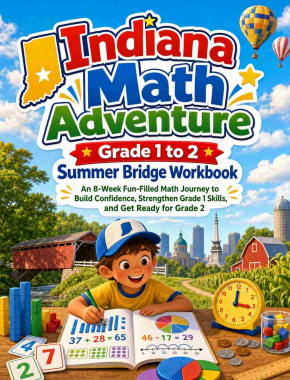 Indiana Summer Bridge Grade 1 to 2 Math: 8 Weeks of Daily Practice