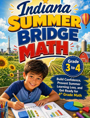 Indiana Summer Bridge Grade 3 to 4 Math: 8 Weeks of Daily Practice