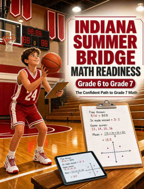 Indiana Summer Bridge Grade 6 to 7 Math: 8 Weeks of Daily Practice Cover