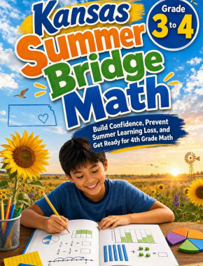 Kansas Summer Bridge Grade 3 to 4 Math: 8 Weeks of Daily Practice
