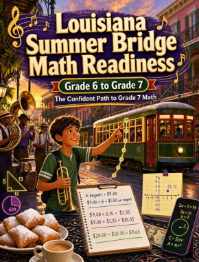 Louisiana Summer Bridge Grade 6 to 7 Math: 8 Weeks of Daily Practice Cover
