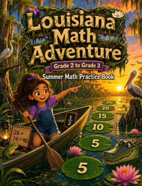 Louisiana Grade 2 to 3 Summer Math Practice Book: 8 Weeks of Daily Practice Cover