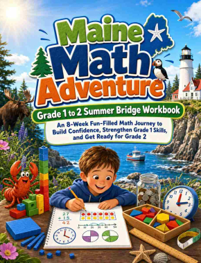 Maine Summer Bridge Grade 1 to 2 Math: 8 Weeks of Daily Practice