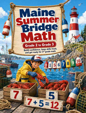 Maine Summer Bridge Grade 2 to 3 Math: 8 Weeks of Daily Practice