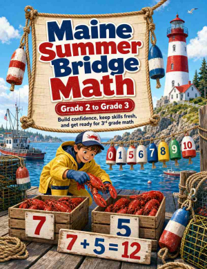 Maine Summer Bridge Grade 2 to 3 Math: 8 Weeks of Daily Practice