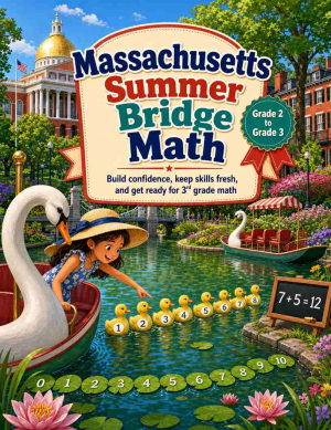Massachusetts Summer Bridge Grade 2 to 3 Math: 8 Weeks of Daily Practice